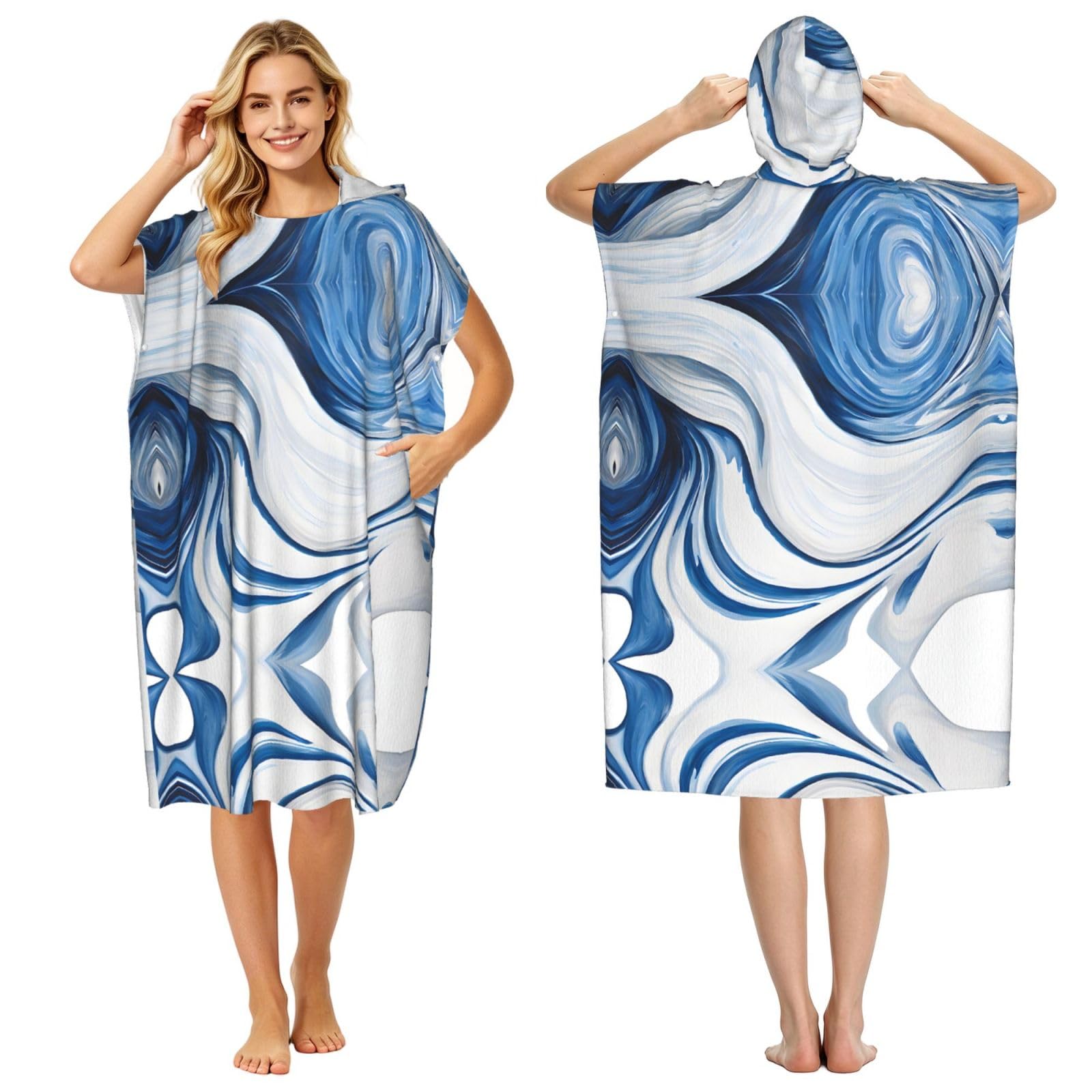 Poncho plage microfibre marbré pour se changer après le surf