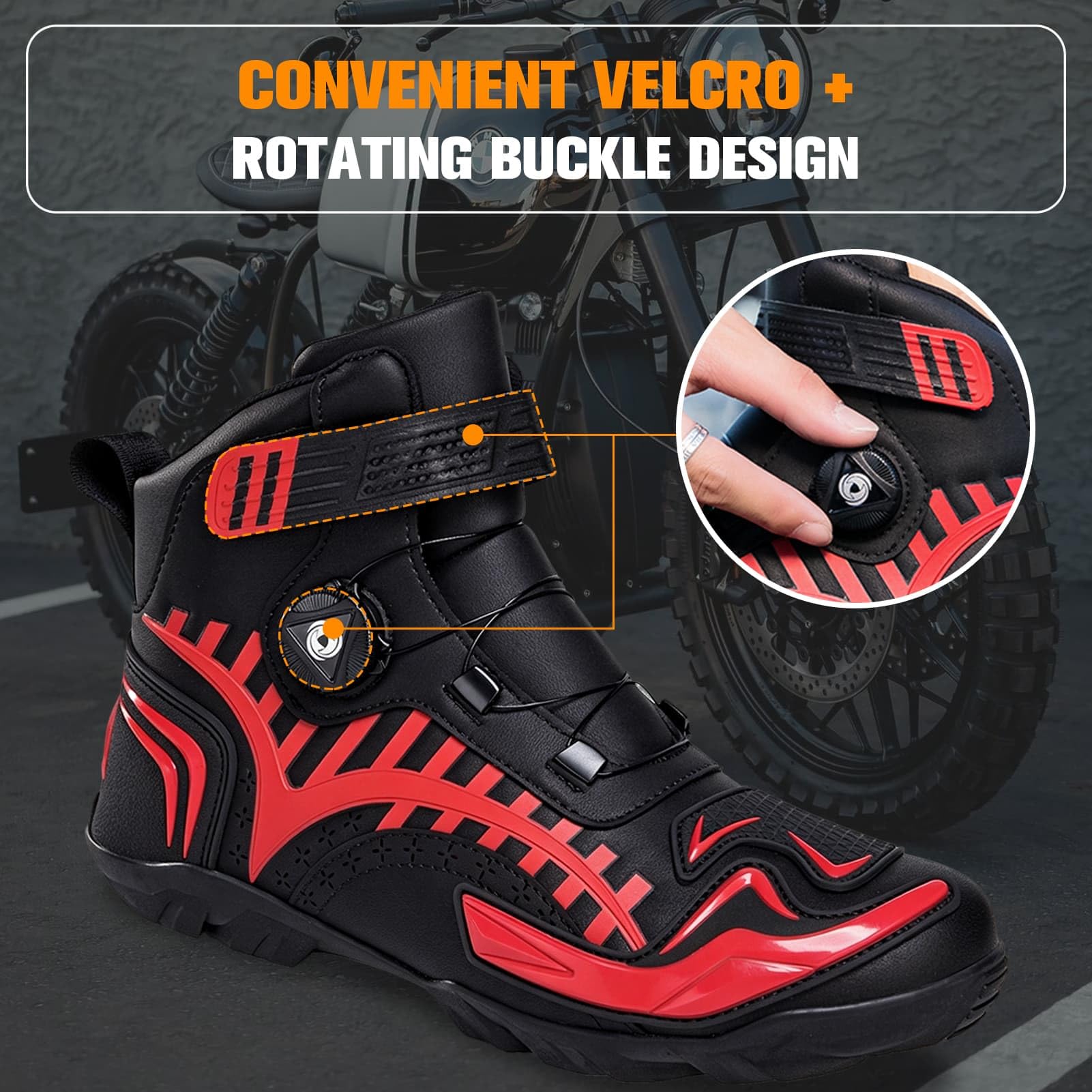 Botas de Moto de Cuero para Hombres Botas Protectoras de Motocicleta