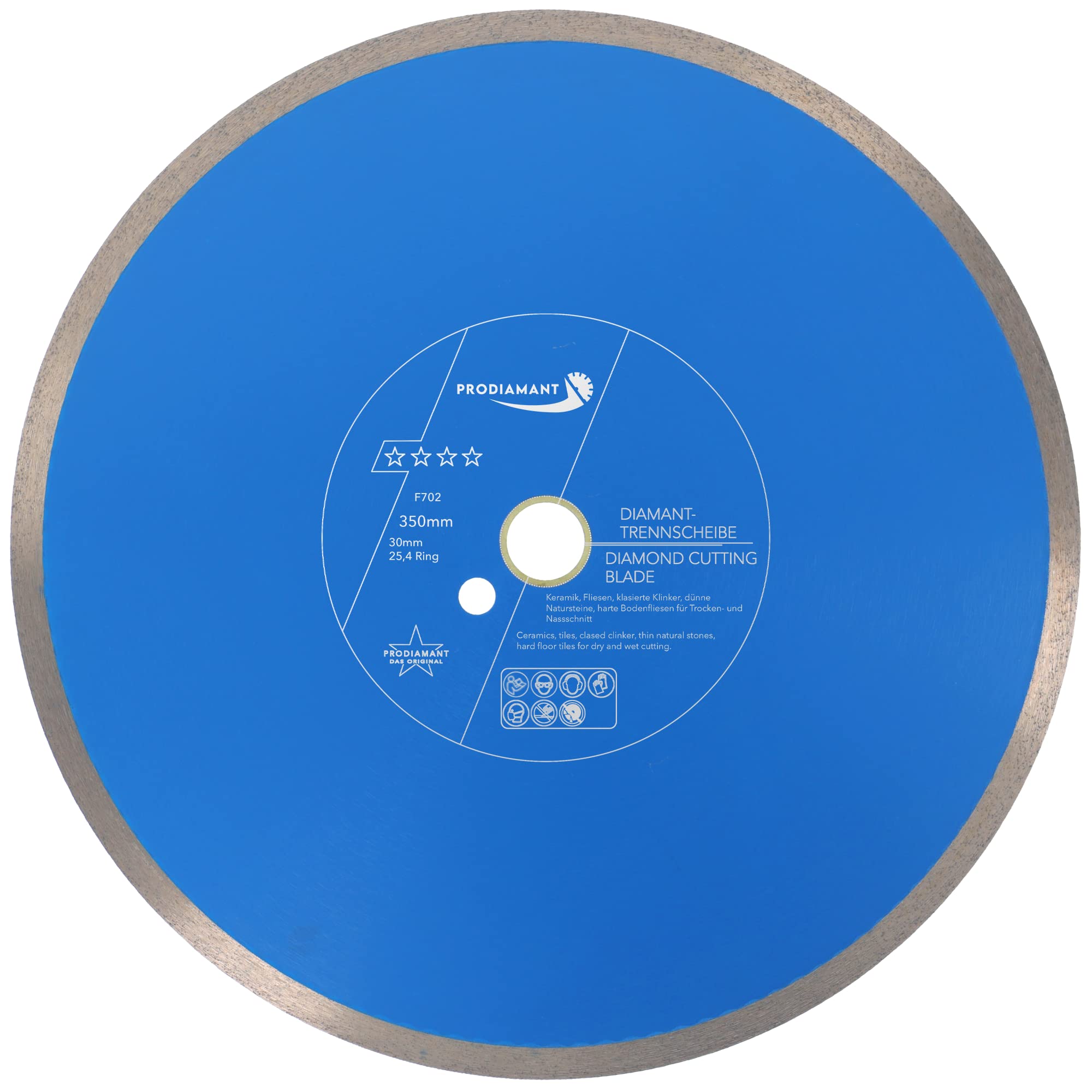 PRODIAMANT Profi Diamant-Fliesenscheibe Pro-Rim F702 350mm Bohrung 30mm mit Ring 25,4mm für Nassschneider Wassersäge sauberer Schnittkante
