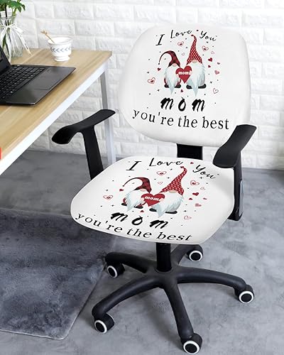 Miniatura 2 de Office Chair Cover I Love You Mom Protective Stretchable Universal Computer Chair Covers Gnome White Backdrop Stretch Rotating Chair Slipcover