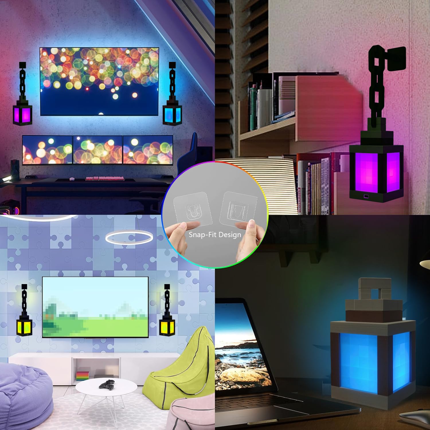 Pixel Wandlichter für Kinder, 16 Farben LED Stimmungslicht mit Fernbedienung & Dimmfunktion Retro Pixel Laterne USB-Akku Wandlampe für Kinderzimmer Schlafzimmer Gaming Geschenk