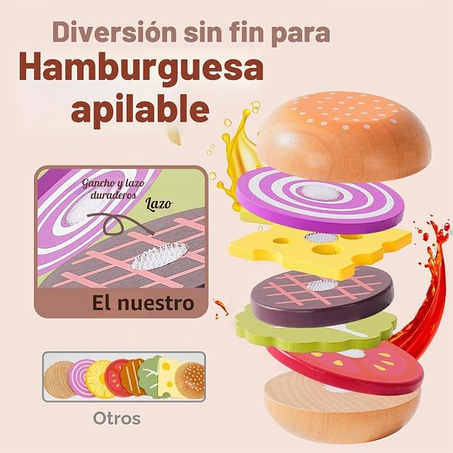 Foto 2 de 7 de Smartwo Comida Rápida Madera 3-6 Años Hamburguesa y Patatas