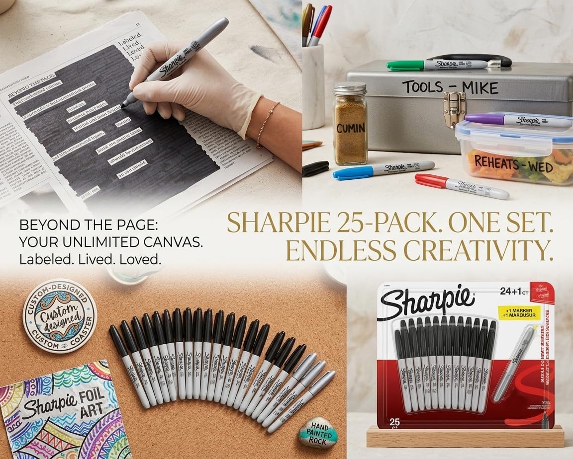 Sharpie Marker permanentny - czarny 24 + 1 opakowanie