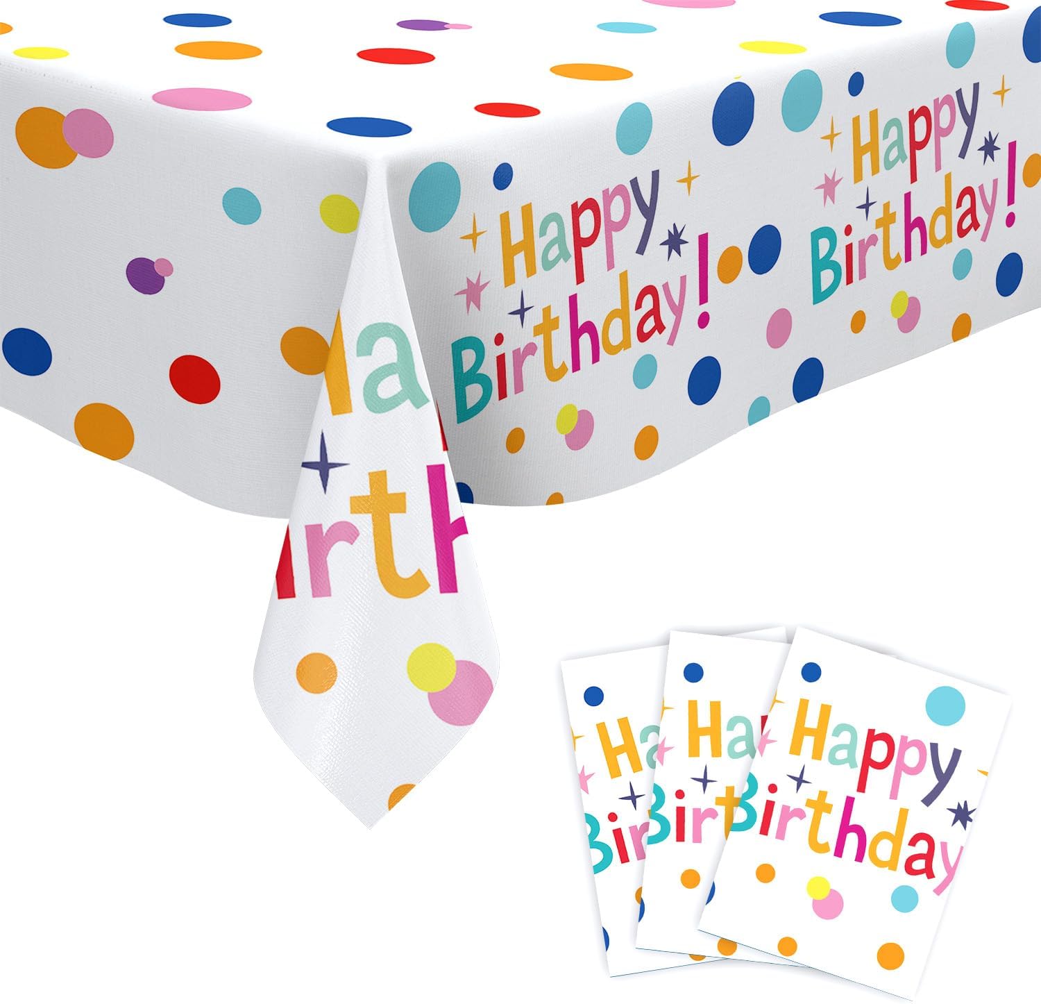 Rainbow Polka Dots Birthday Party Supplies Set with Happy Birthday Banner, Plates, Napkins, Tablecloth,Colorful Dots Party Decorations for Kids Boys Girls - Image 8