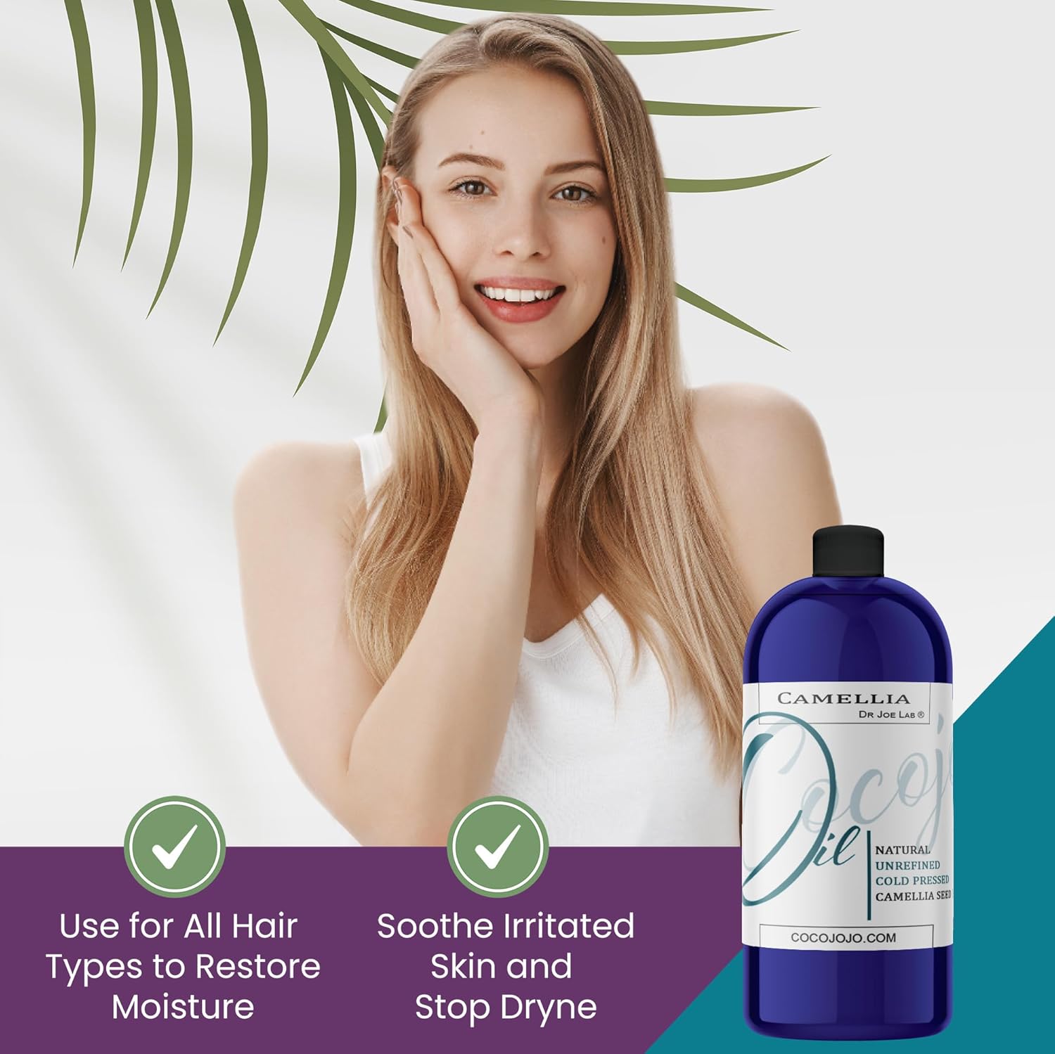 Dr Joe Lab Japanese Camellia Seed Oil - Pure, Unrefined, Cold Pressed, Non-GMO Bulk Carrier - 32 oz - for Skin, Hair, Nails, Body, Facial Hair - Hydrating Moisturizing Vegan - Packaging May Vary