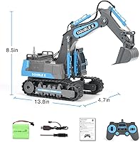 Vista 3 de DOUBLE E Excavadora de juguete a control remoto, excavadora a control remoto, batería recargable, juguetes de construcción hidráulica, vehículos