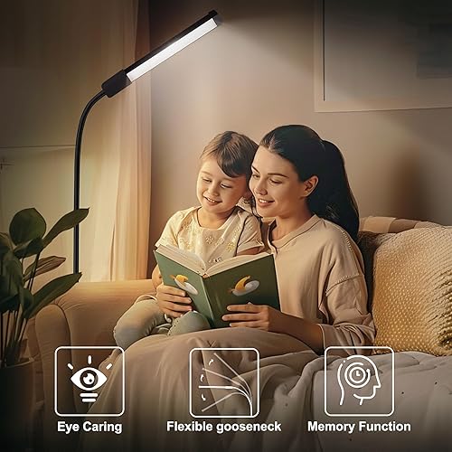 Miniatura 5 de Lámpara de pie, lámpara de pestañas LED brillante para extensiones de pestañas, brillo regulable y luz de pestañas de 3 colores, altura ajustable y