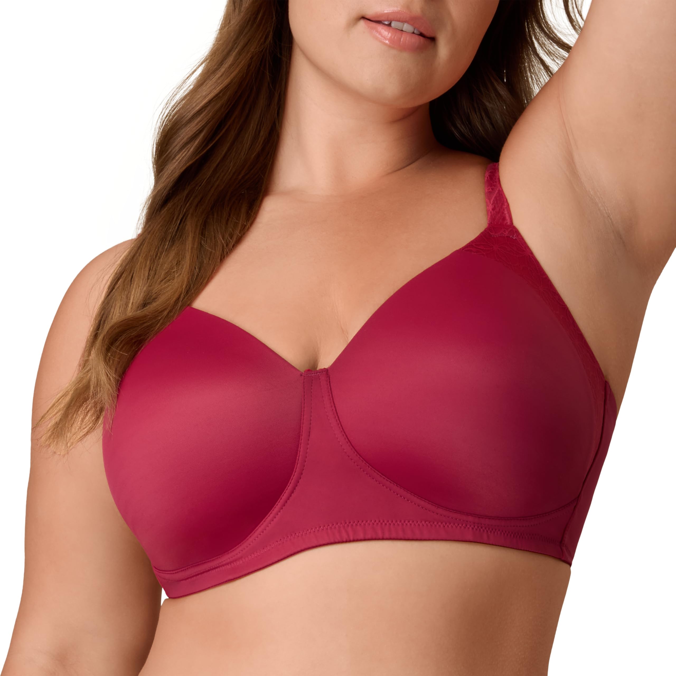 PLAYTEX Womens Wireless Bra, Plus-Size T-Shirt Bras Available, Full Coverage, Moisture-Wicking, 4750, Digital Rose, 40DD