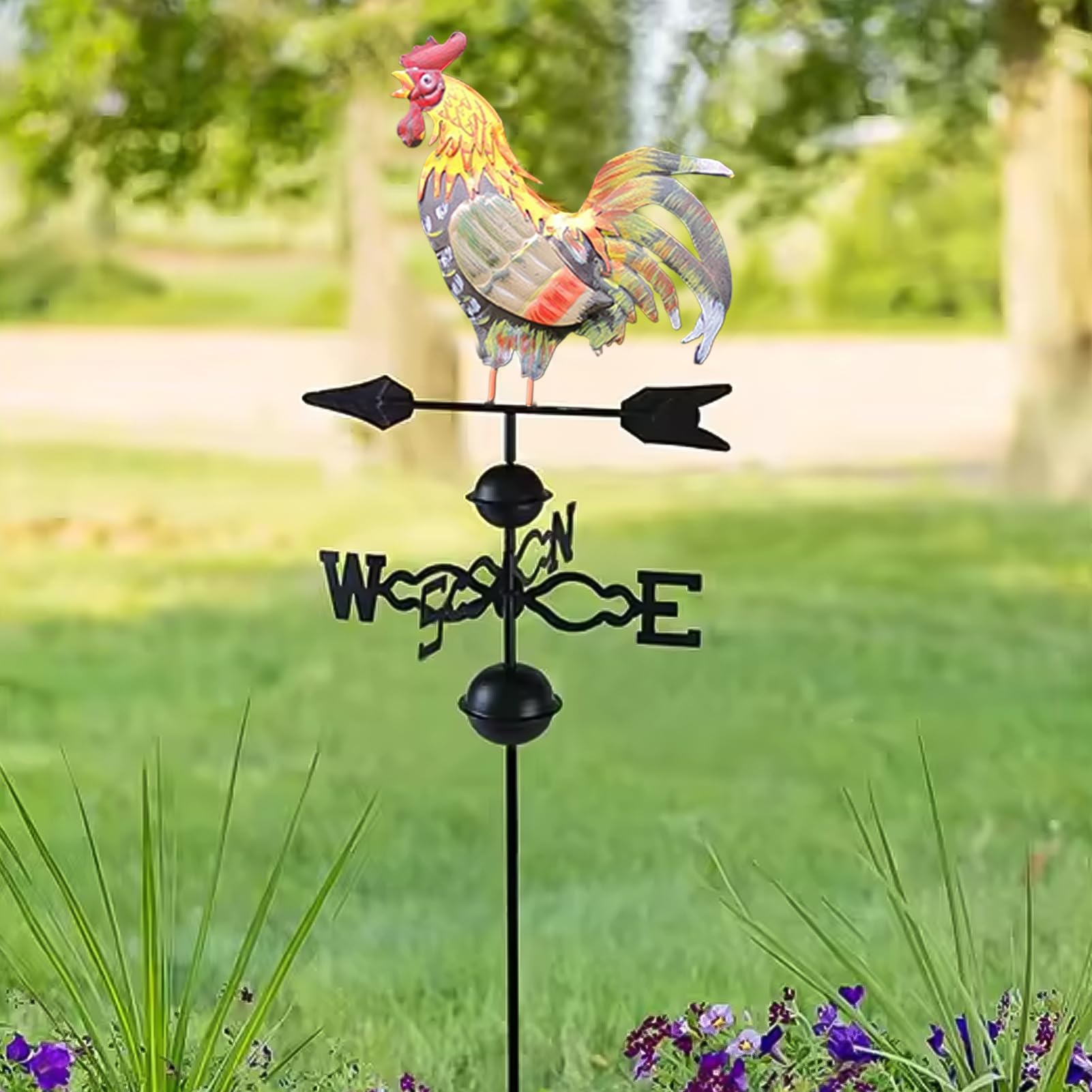 Coq Girouette, Girouette en Fonte, 35×130cm, Wind Direction Indicator pour Jardin Extérieur