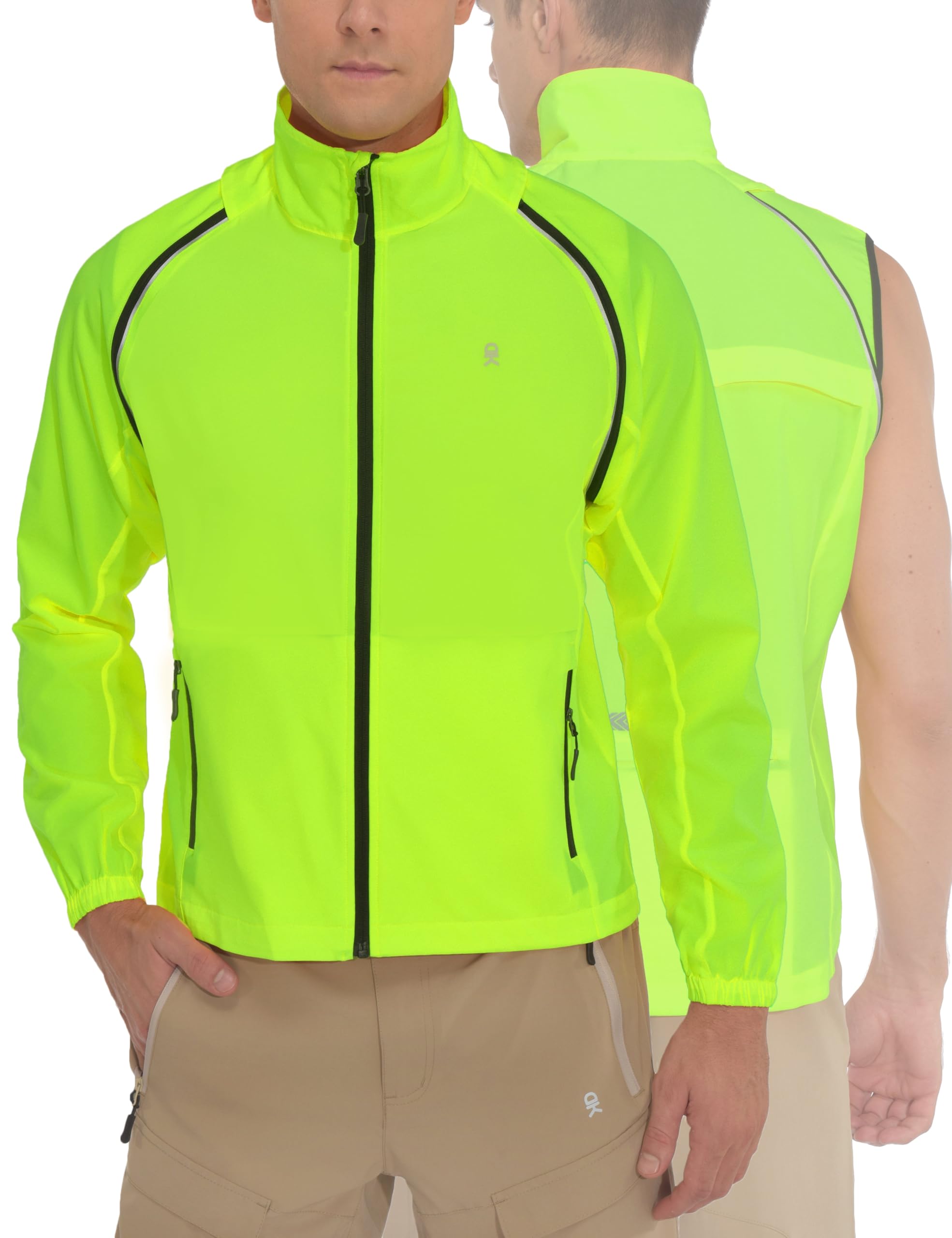Little Donkey Andy Men's Quick-dry Running Jacket, Convertible UPF 50+ Cycling Jacket Windbreaker with Removable Sleeves