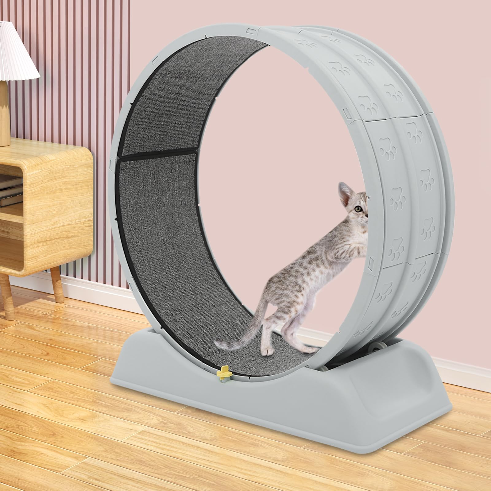 Ruota per gatti, 80 cm, portata 10 kg, base antiscivolo, 79 x 34 x 84 cm, chiave di sicurezza con tappeto rimovibile, ruote silenziose, ideale per soggiorno, balcone