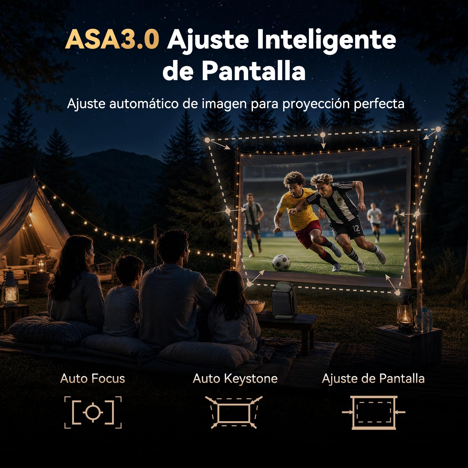 Wanbo Togo Pro Proyector Portátil con Batería 3,5 h Integrada, Google TV, 1080P Full HD, 500 ANSI, WiFi, Bluetooth, Auto Focus, Keystone, Rotación 360°, 27dB Silencioso para Cine en Casa y Camping