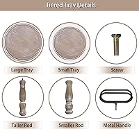 Vista 4 de Krismax Bandejas Decorativas - Soporte de Bandeja de Dos Niveles Decoración Rústica de Granja Bandeja de Dos Niveles Bandeja de Servir Decoración