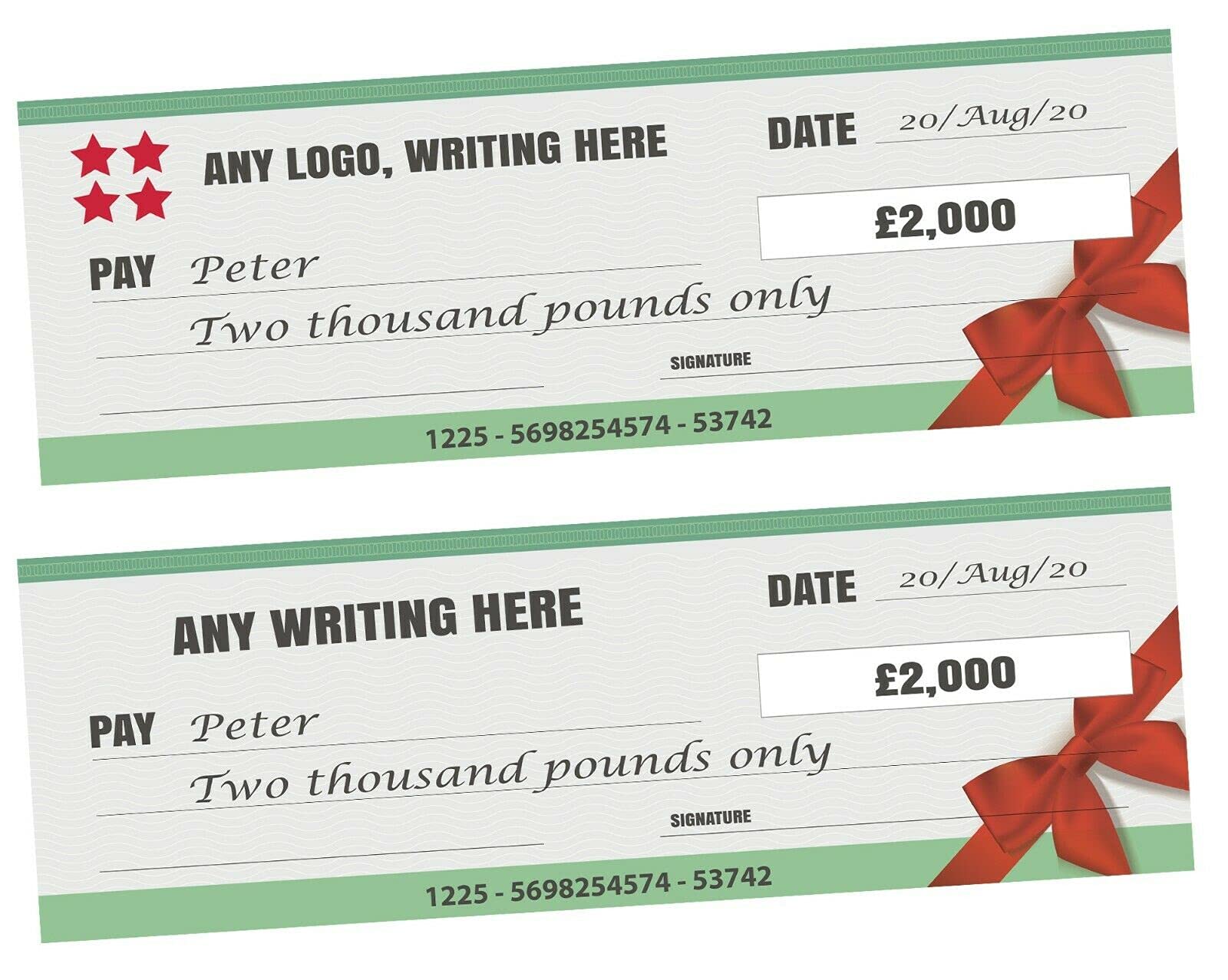 Cheque Outdoor Banner for Presentation Charity Fundraising Wedding Birthday Celebartion Congratulation Party Logo Photo Event Bank