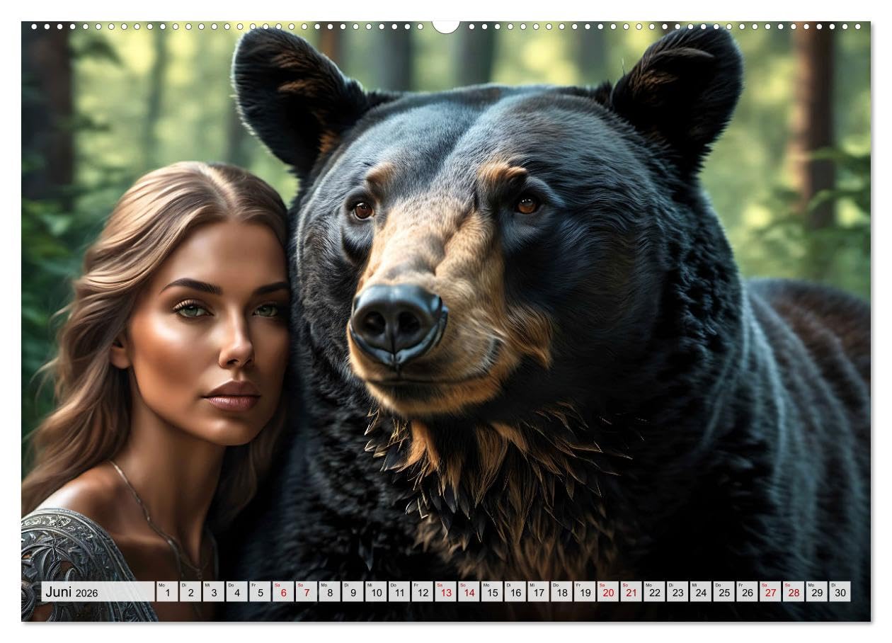 Raubtiere auf Kuschelkurs (hochwertiger Premium Wandkalender 2026 DIN A2 quer), Kunstdruck in Hochglanz: Traumhafte Bilder märchenhafter Begegnungen ... und kuscheligen Bären (CALVENDO Tiere)
