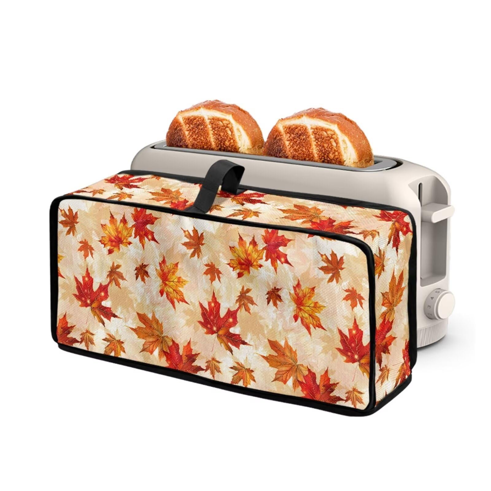 Vintage Maple Leaf Slim Toaster Dust Cover Compatible with 2 Slice Long Slot Toasters Bakeware Protector with Top Handle Dust Protection Anti-scratch Kitchen Appliance Cover