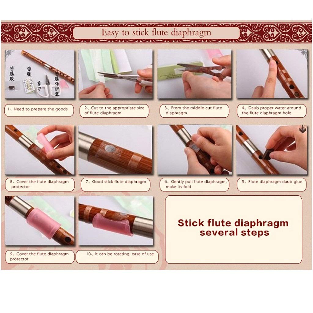 Flauto C Key Black Bamboo Flauto e Linea Trasparente Cinese Tradizionale Strumento Musicale Strumento a fiato di Legno a Mano Strumento Musicale Flauto in do