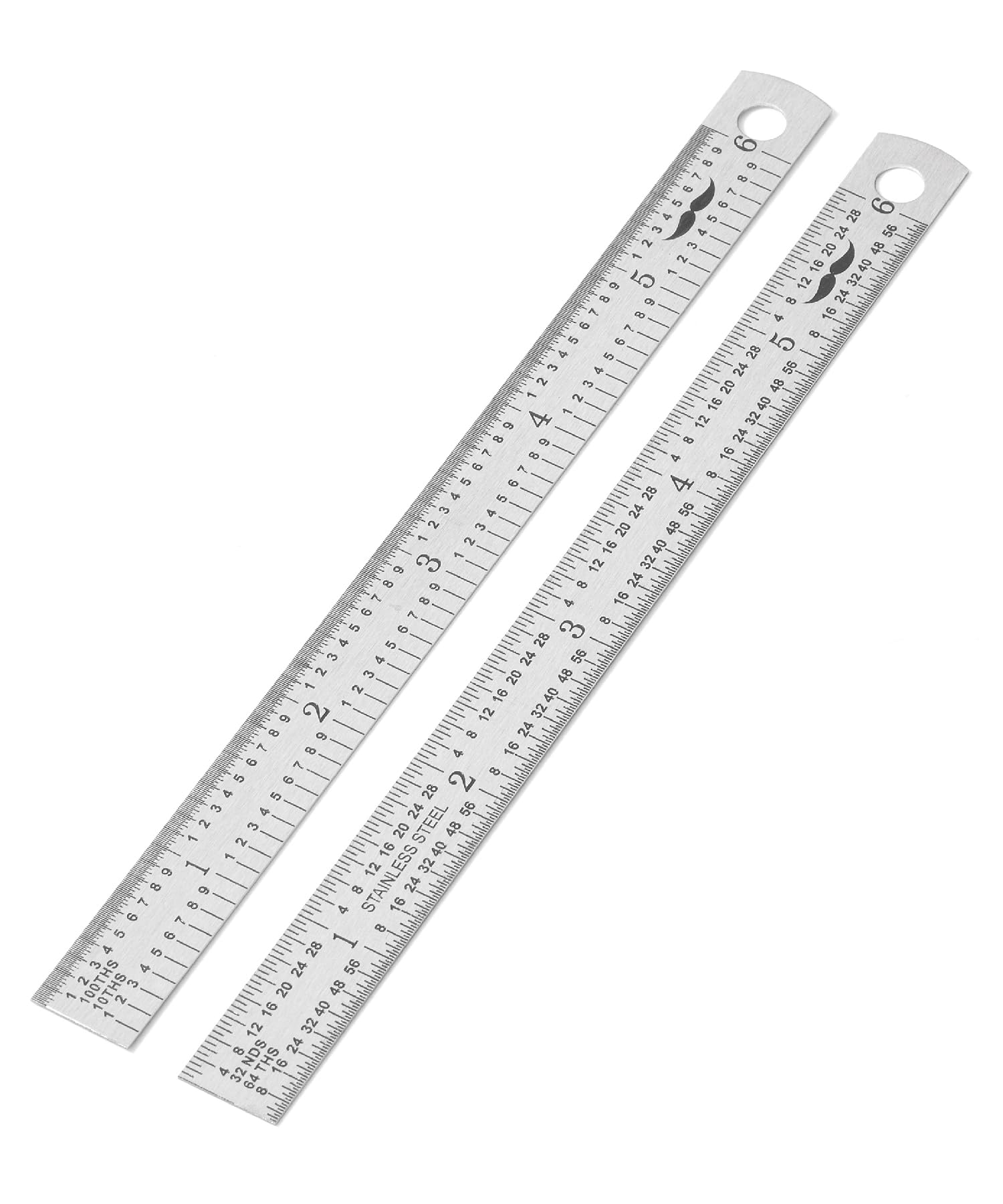 Mr. Pen Silver - Machinist Ruler, 6 Inch, 2 Pack, Stainless Steel Imperial, Precision Measuring Tool, 1/10, 1/100, 1/32, 1/64 Inch Graduation For Engineering, Carpentry, Drafting, Office, School