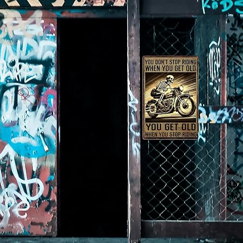 Miniatura 6 de Letrero de metal con texto en inglés "Don't Stop Riding Sign You Don't Stop Riding When You Get Old You Get Old When You Get Old When You Stop