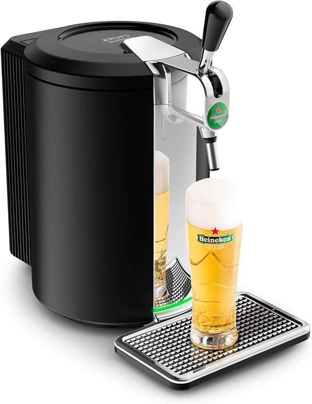 Krups Beertender Draft Beer Machine, 5 L Kegs, Heineken Group Brands, Indicator Light, Perfect Temperature and Foam, Cold Beer, Easy Installation, Black Compact VB450E10