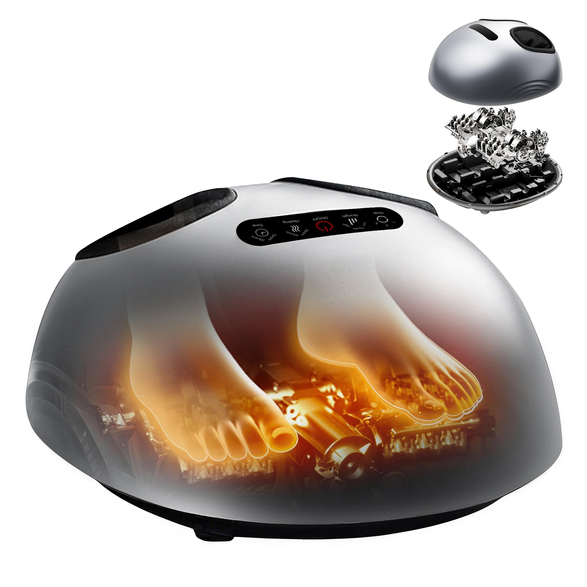 QXC Foot Massager with Heat & Compression, Patented Scissor-Hand Shiatsu Core for Deep Kneading, 131°F Constant Heat, 3 Modes, Adjustable Intensity,