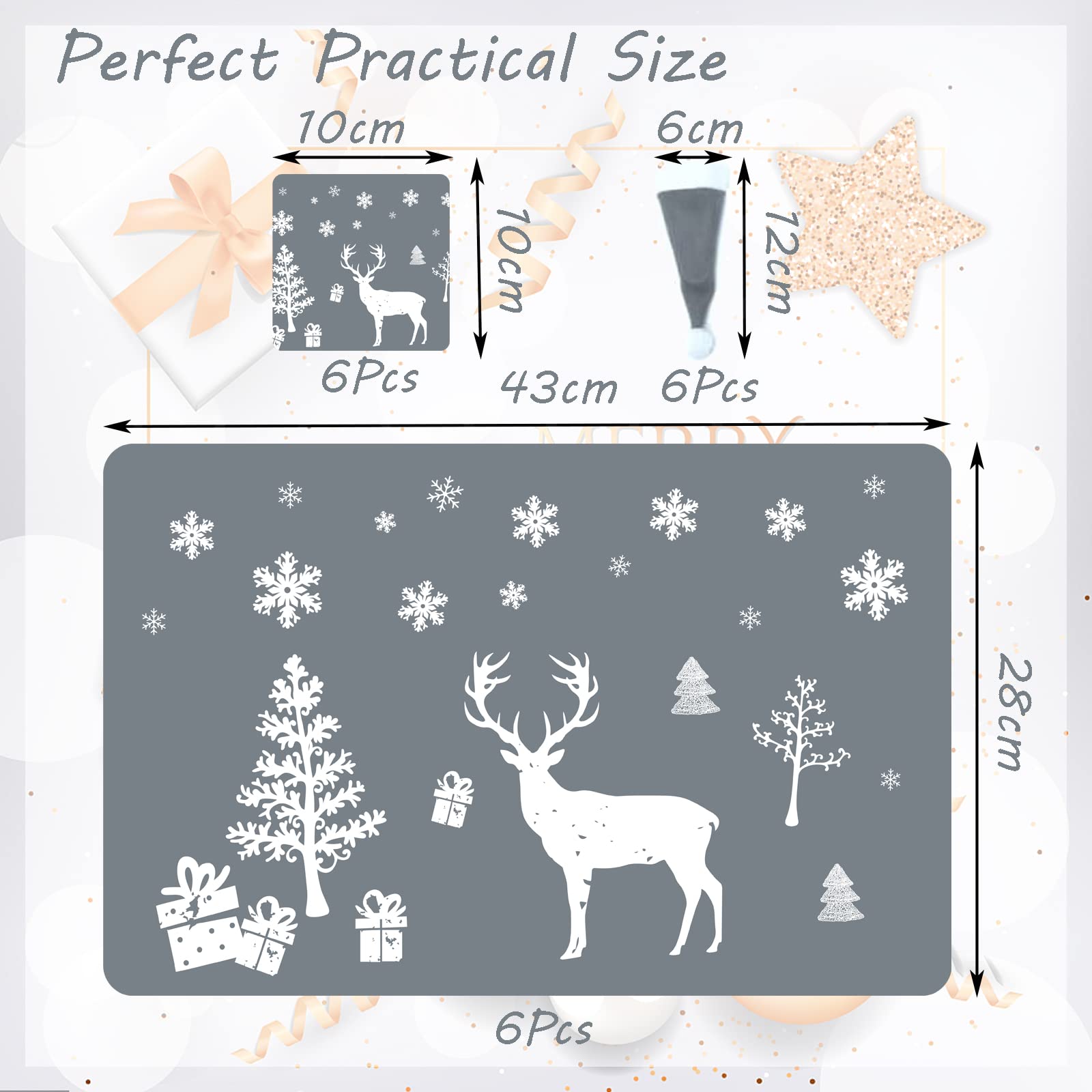 Christmas Placemats Set - 18Pcs Coasters Cutlery Set, Heat Resistant Waterproof Xmas Table Mats for Dining Table Decoration (A) - Image 2