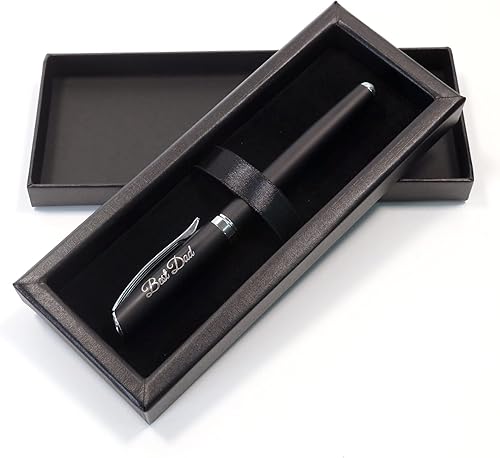 Miniatura 8 de Pluma estilográfica personalizada de metal negro satinado de alta calidad + caja de regalo  Diseña un regalo verdaderamente único  Grabado con láser