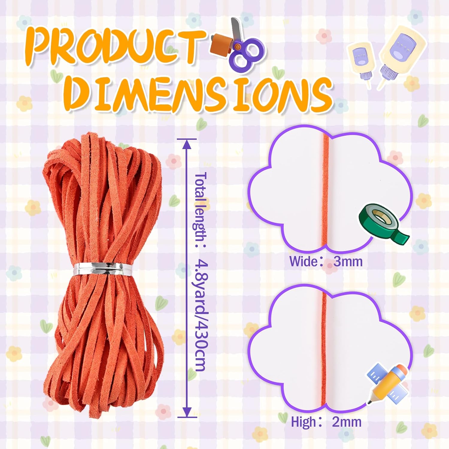 Colorful Suede Cord 170 inches (Length 4.8Yard) 2.6mm Width Faux Leather Cord Artificial Suede Cord for Necklaces Bracelets Beads DIY Crafts 24 Colors Cord - Image 2