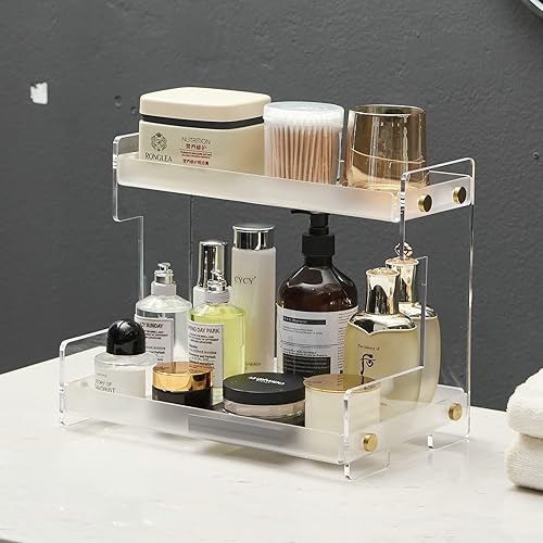 Vista 7 de Organizador de baño, organizador de encimera de baño de 2 niveles, organizador de especias de cocina, estante de almacenamiento de encimera