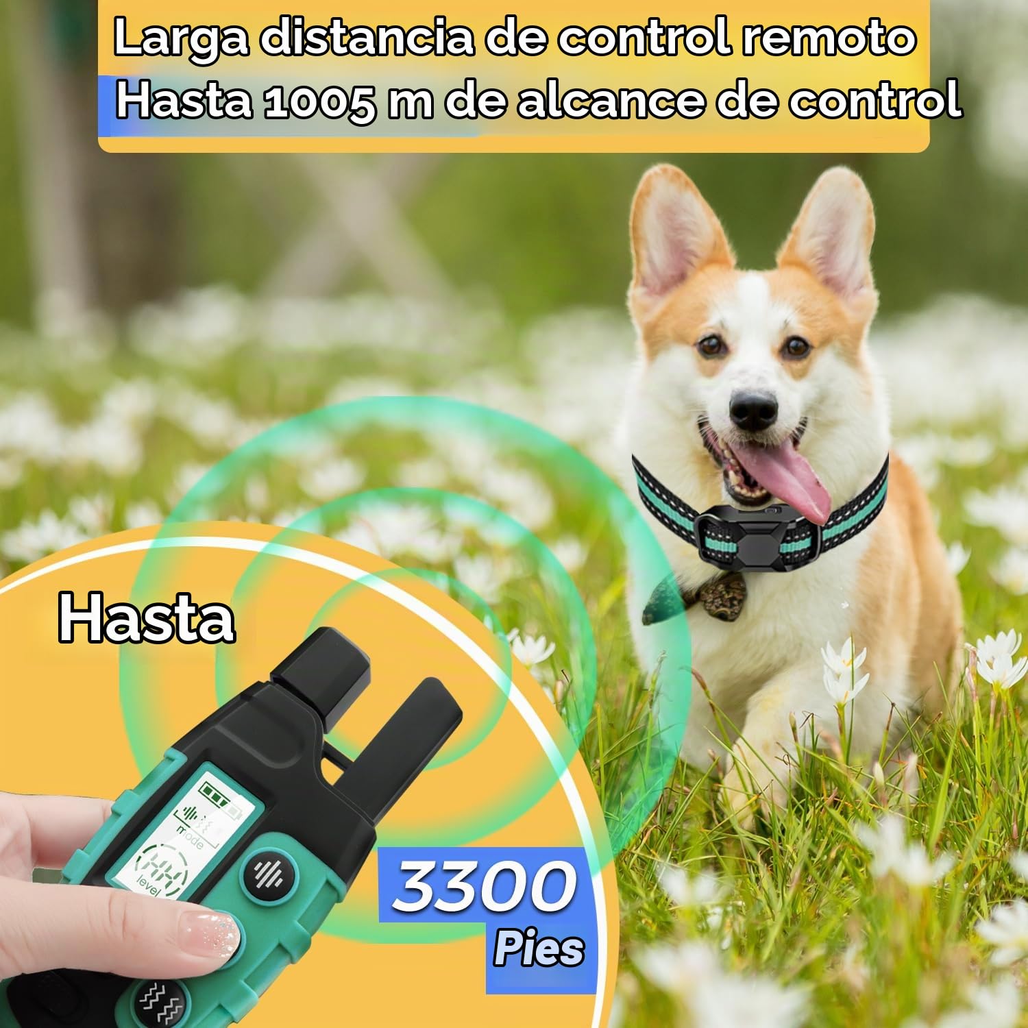 Collar de Adiestramiento para Perros, Collar Recargable con Rango de Control 2600m, 3 Modos de Adiestramiento Efectivos Sonido/Vibración/Fuerte Vibración, Resistente al Agua IP67
