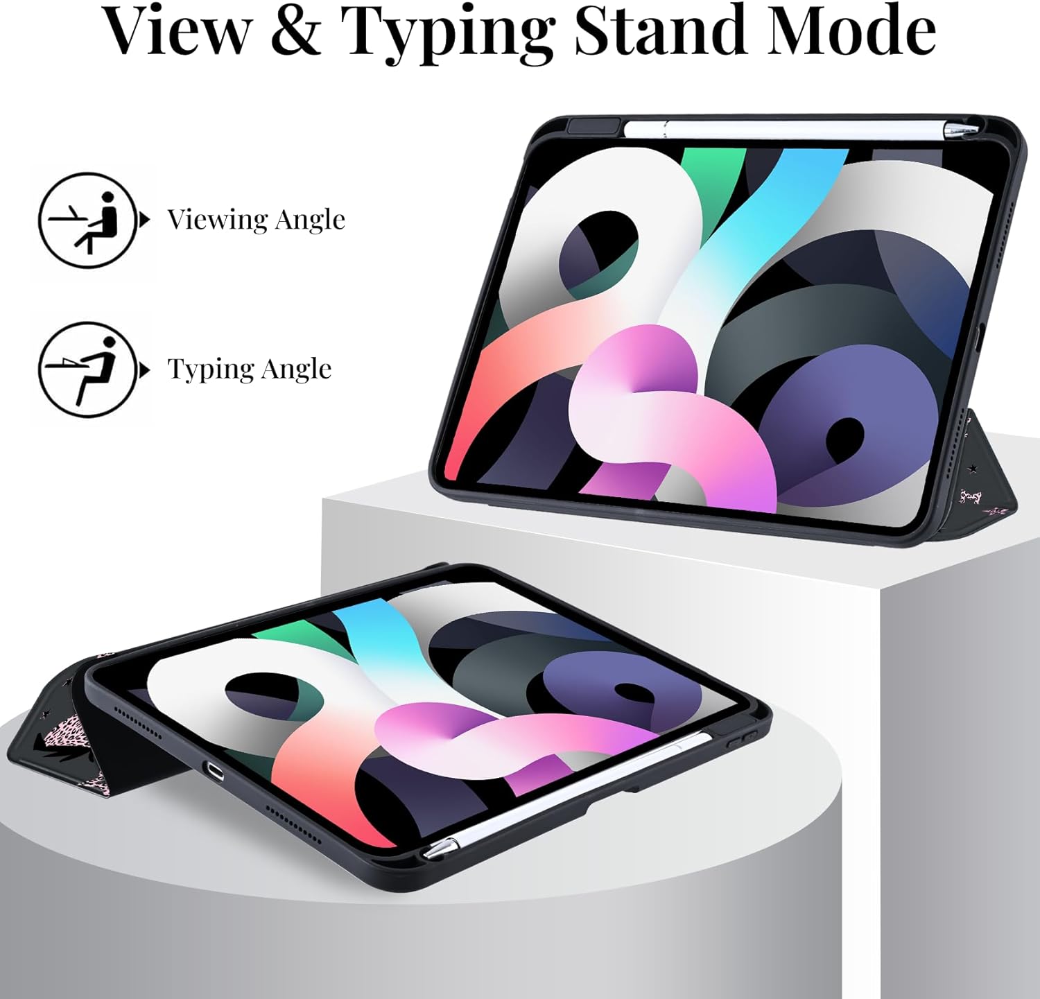 Y2k Printed Case for iPad (A16) 11th Gen 2025 11"/10th Gen 2022 10.9" Leopard Print Strawberry Clear Hard Back Hybrid Case,with Pencil Holder Trifold Stand Slim Tablet Cover for Women