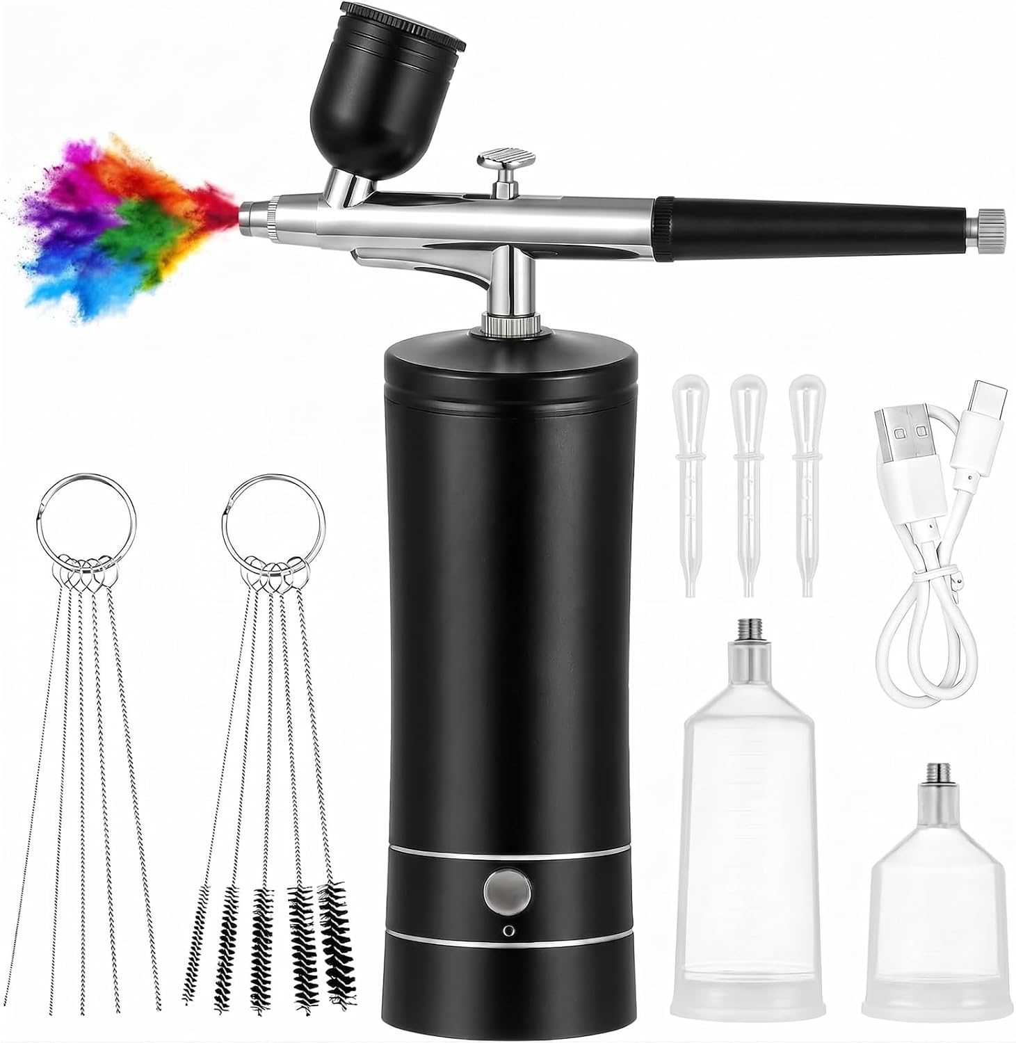Kichvoe Wireless Airbrush Kit Air Brush Kit with Compressor Nail Black