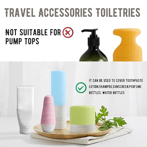 Miniatura 3 de YUBIRD 6 fundas de silicona para botellas para artículos de aseo de viaje, fundas a prueba de fugas, esenciales de crucero para mujeres y hombres,