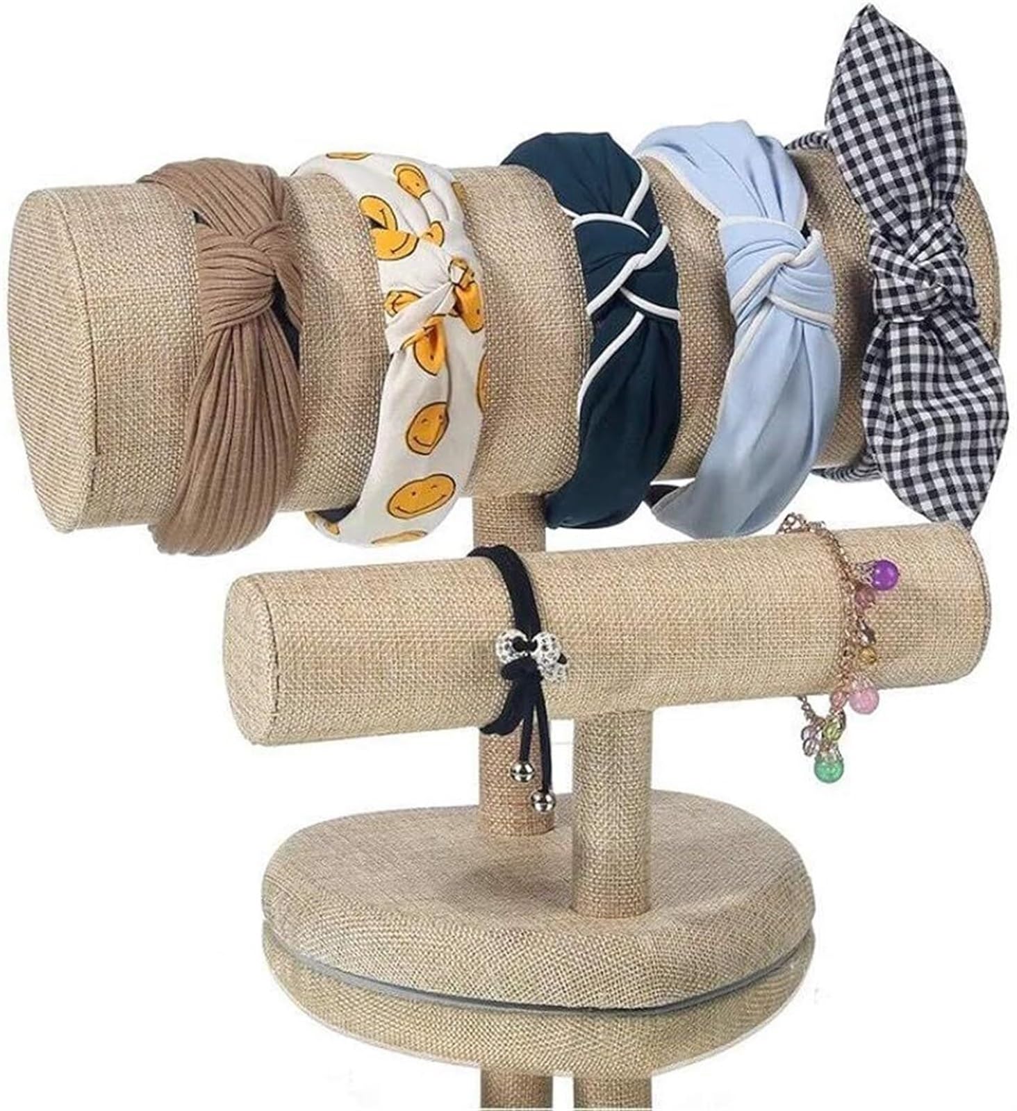 Schmuckständer Schmuckhalter, Samt Haarspange Band Stirnband Krone Halter Shop Schmuck Display Ständer Rack Schmuckbaum(Beige)