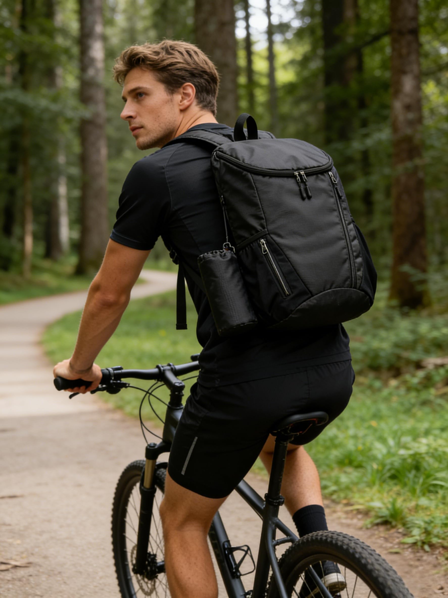 Lightweight Foldable Backpack,Water-Resistant Large Capacity Daypack For Men For Outdoor Activities And Daily Commute (Black)