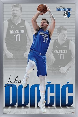 Miniatura 44 de Trends International NBA Dallas Mavericks - Póster de pared de Luka Doncic 22, 22.375 x 34 pulgadas, versión enmarcada en negro Versión enmarcada