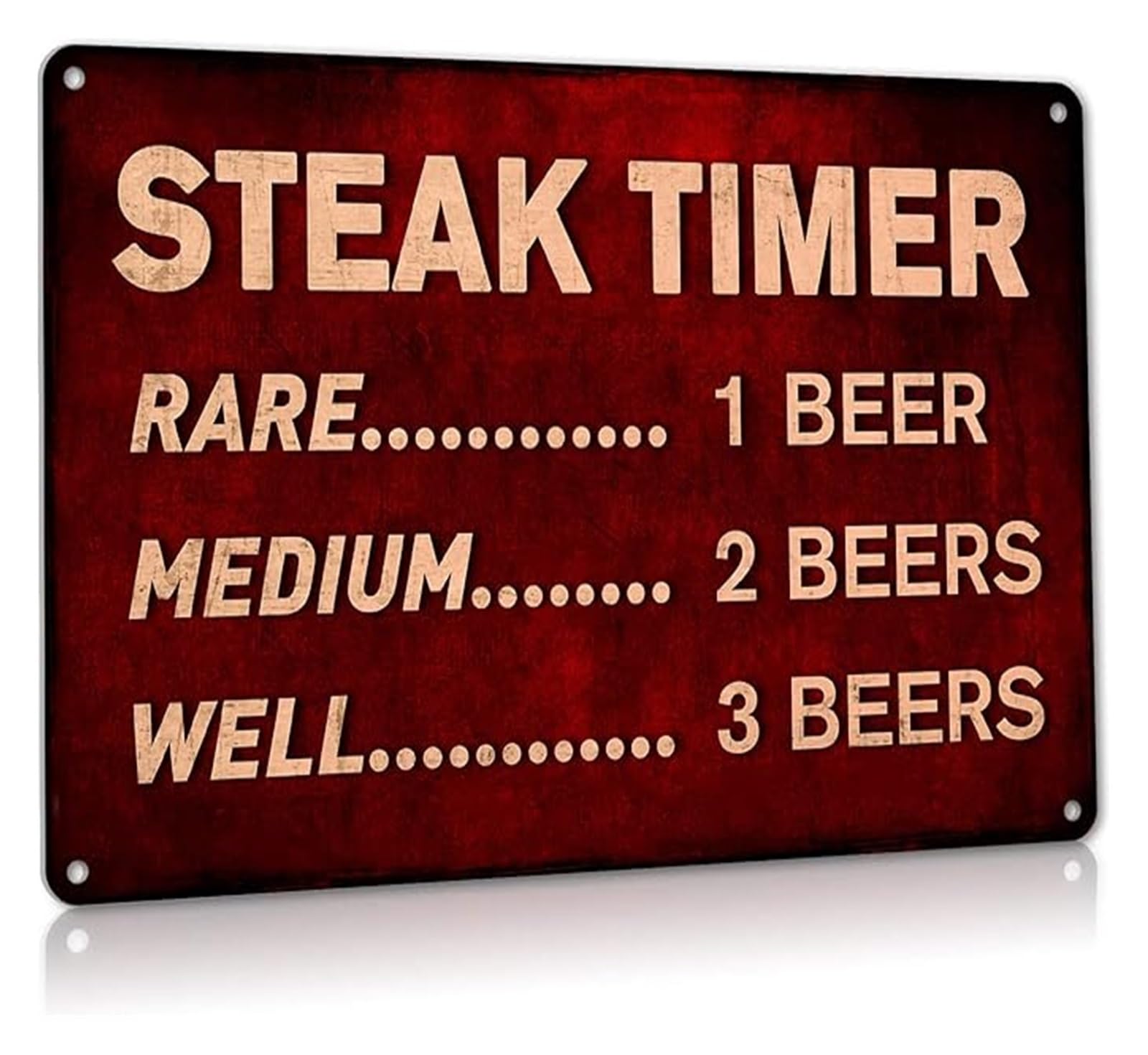 Aluminum Tin Sign for Bar Funny Beer Sign with Steak Timer Gift for BBQ Grill Lovers 8 X 12 in