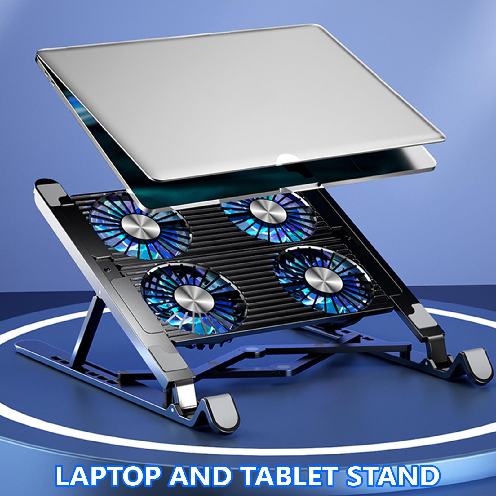 Almohadilla de refrigeración LED para computadora portátil, enfriadores silenciosos, soporte plegable para laptop, soporte de altura