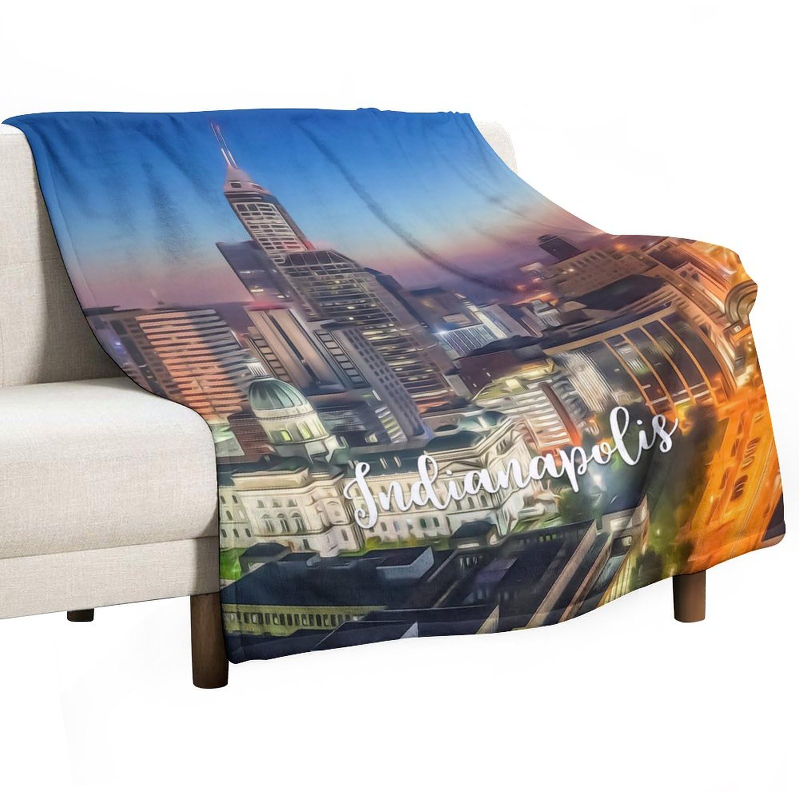 Couverture polaire chaude Skyline Indianapolis grand plaid canapé 177x203cm
