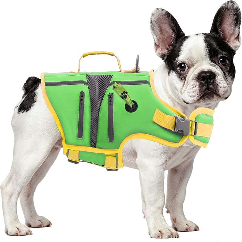 Colete Salva-Vidas para Cães EMUST com Faixas Refletivas e 4 Bolsos