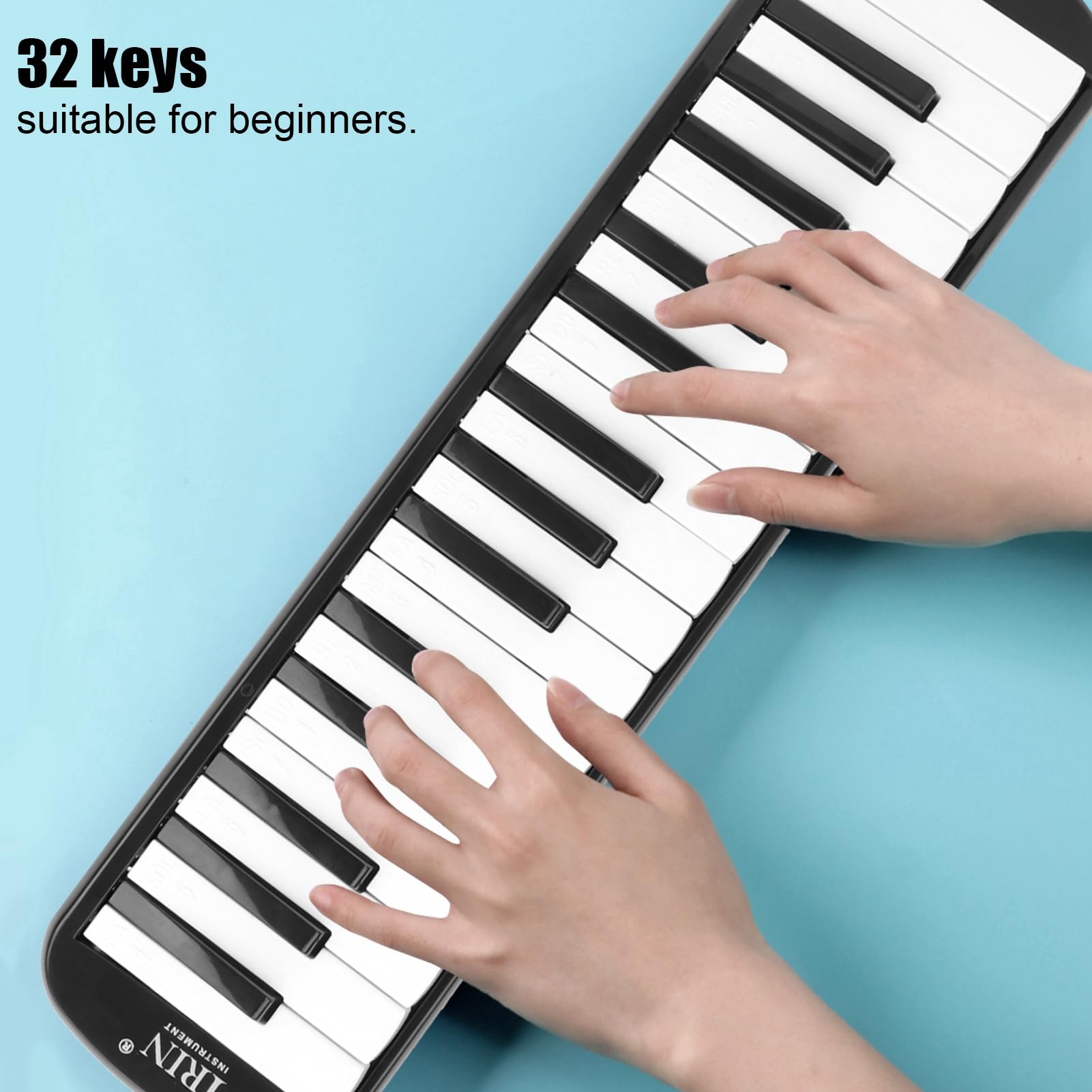 Melodica 32 Key Air Piano Keyboard, Musikinstrument Air Piano Keyboard mit Tragetasche, Kinder Melodica Anfänger Melodica 32 Key für Erwachsene(Schwarz)
