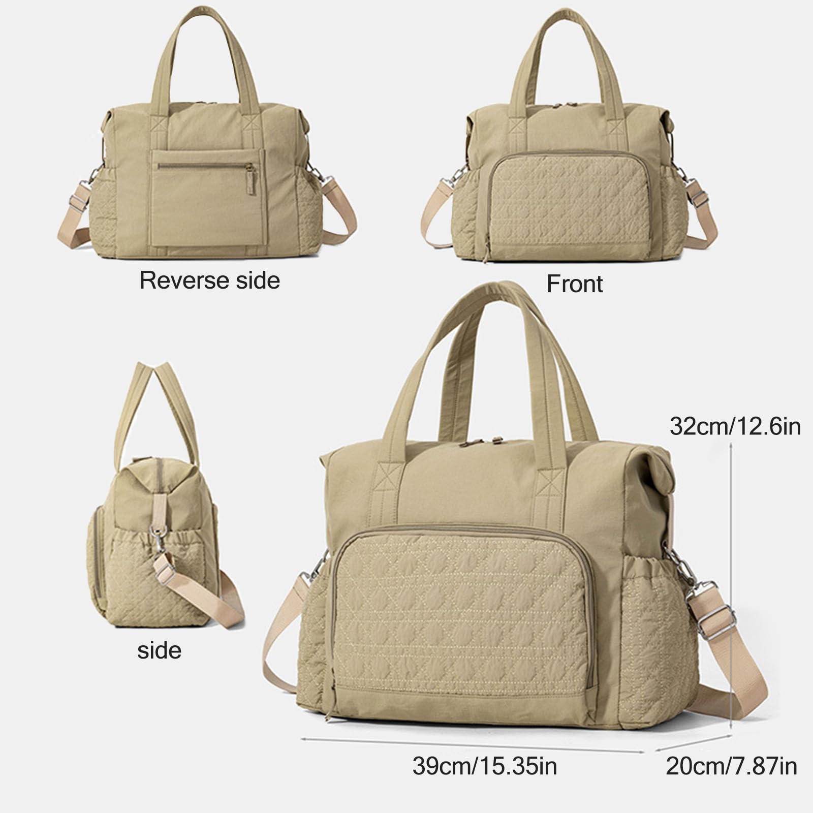 Damska torba podróżna, pojemność 40 l, bagaż podręczny, wodoodporna, torba szpitalna, lekka, na podróż samolotem, nocowanie i weekendowe wycieczki, khaki, Czech