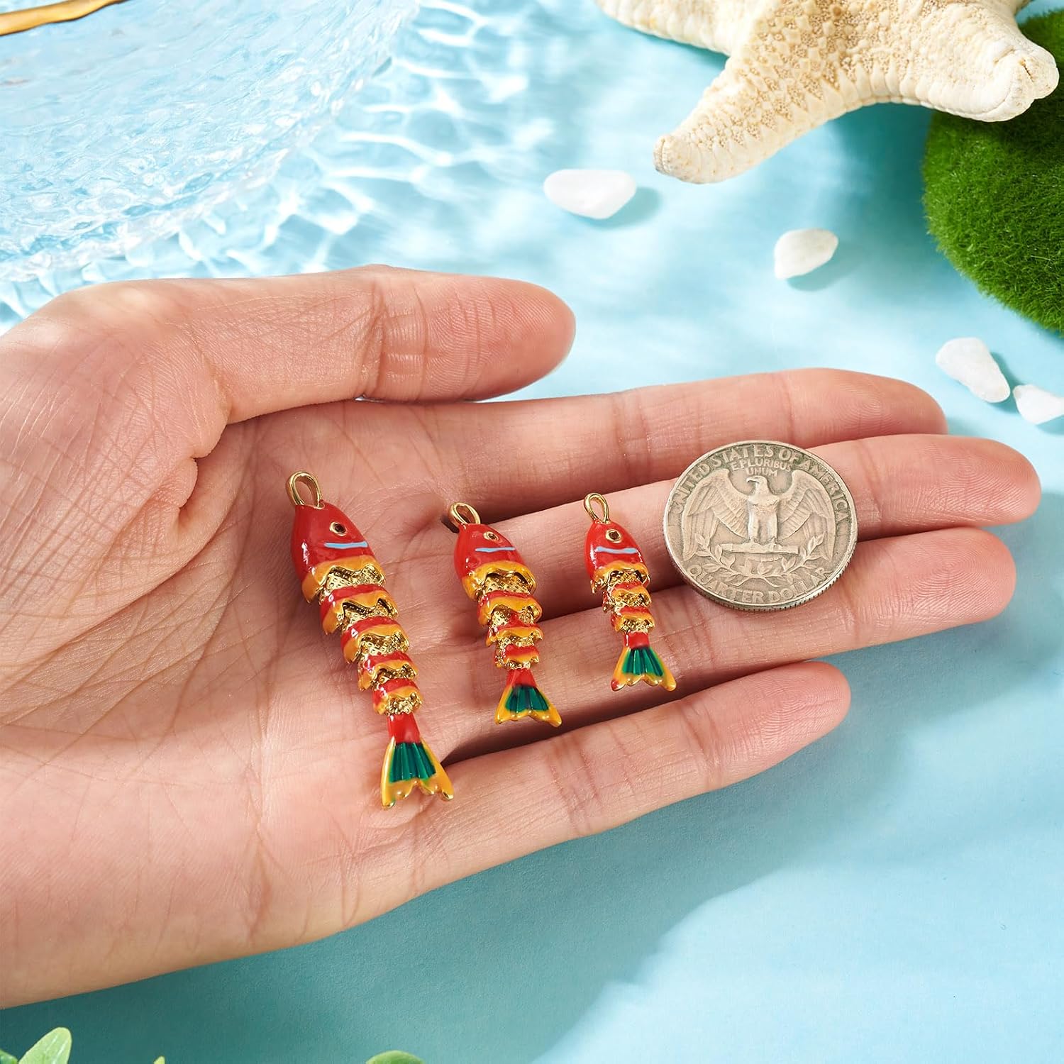 Craftdady Enamel Koi Fish Charms Long-Lasting Plated CZ Sea Ocean Life Animals Pendants 18K Gold Plated Goldfish Charms for Jewelry Making Bracelets Earrings image 4