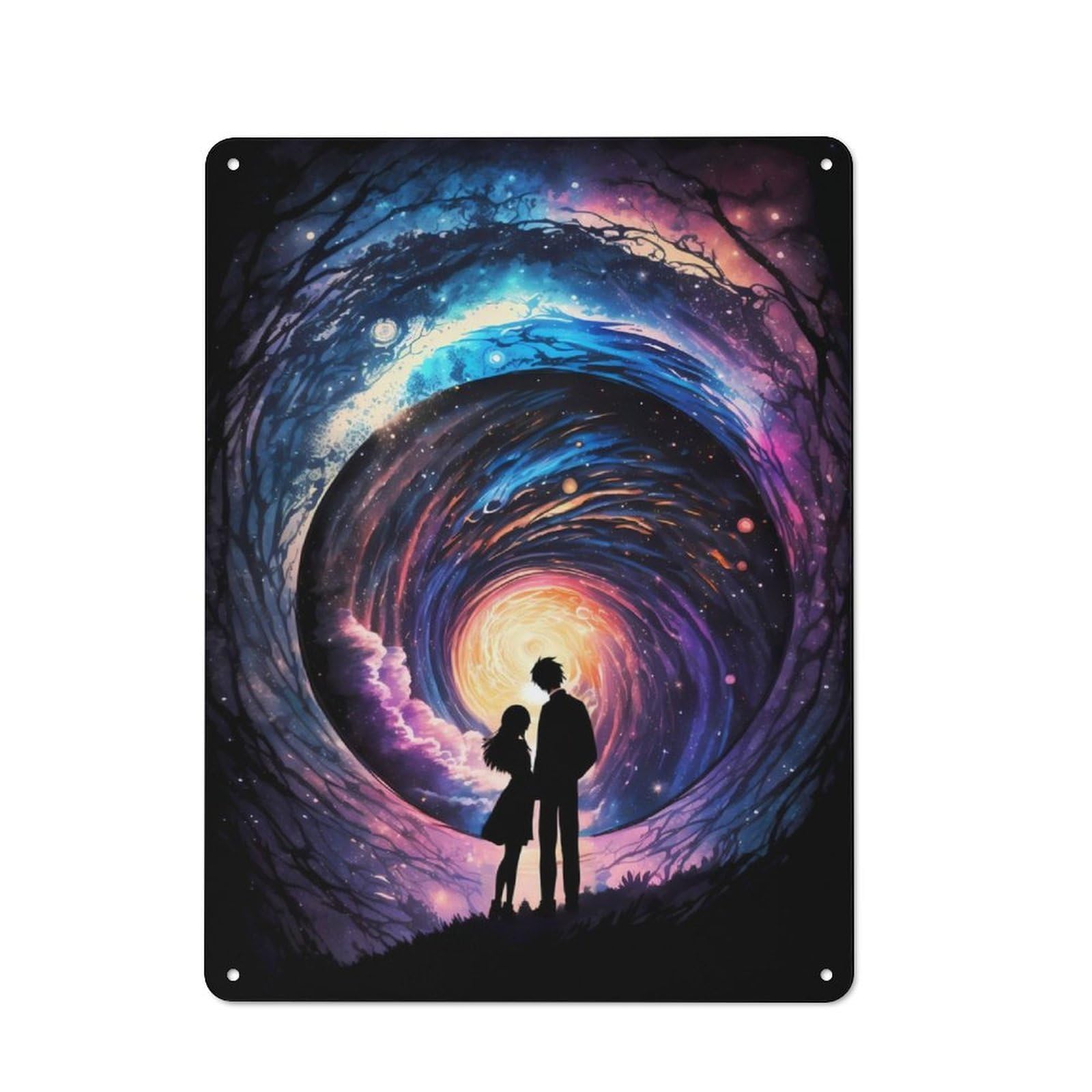 Junmoney Cosmic Love Story Retro Tin Wall Plaque 40X30cm For Studio Or Craft Room, Winter Wall Decor For Creative-Space Collectors