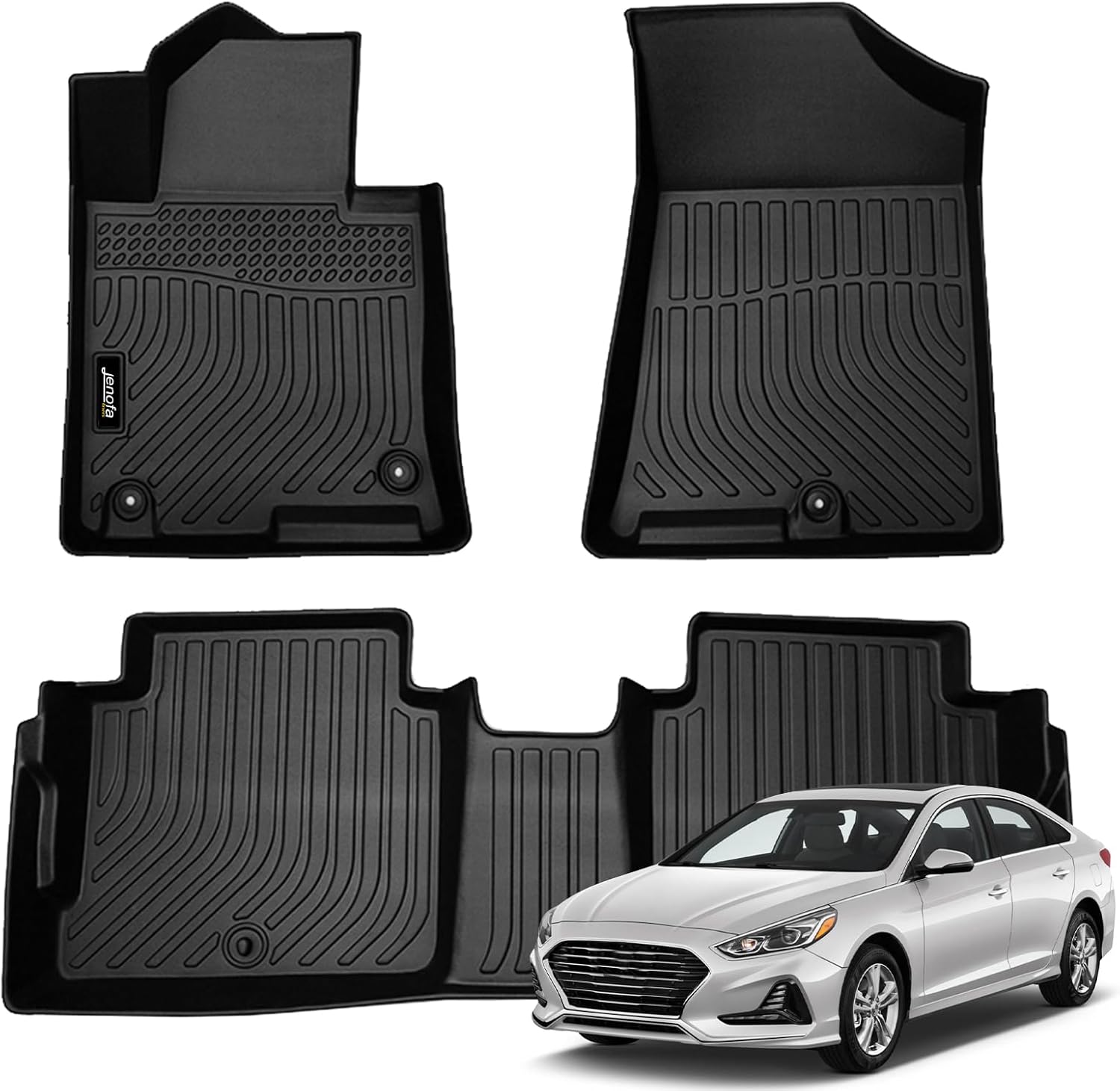 Jenofa-Floor Mats for Hyundai Sonata & Hybrid 2015-2019 / Kia Optima 2016-2020 Floor Liner Waterproof All Weather Car Mats Custom Fit Optima Durable TPE Rubber Mat for Sonata Hybrid Accessories Black 36|For Sonata 2015-2019/Optima 2016-2020 Mat