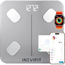 INEVIFIT Smart Body Fat Scale, Highly Accurate Bluetooth Digital Bathroom Body Composition Analyzer, Measures Weight, Body Fat, Water, Muscle, Visceral Fat & Bone Mass for Unlimited Users