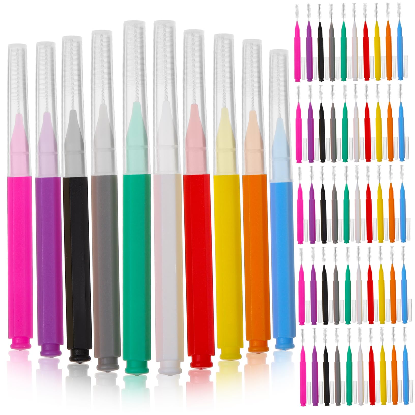 SHERCHPRY 5 Series Cepillo Interdental Para Limpieza De Aparatos Redondo Firme Reutilizable Portátil Pequeño Azul Alcance Oral 100 piezas*5