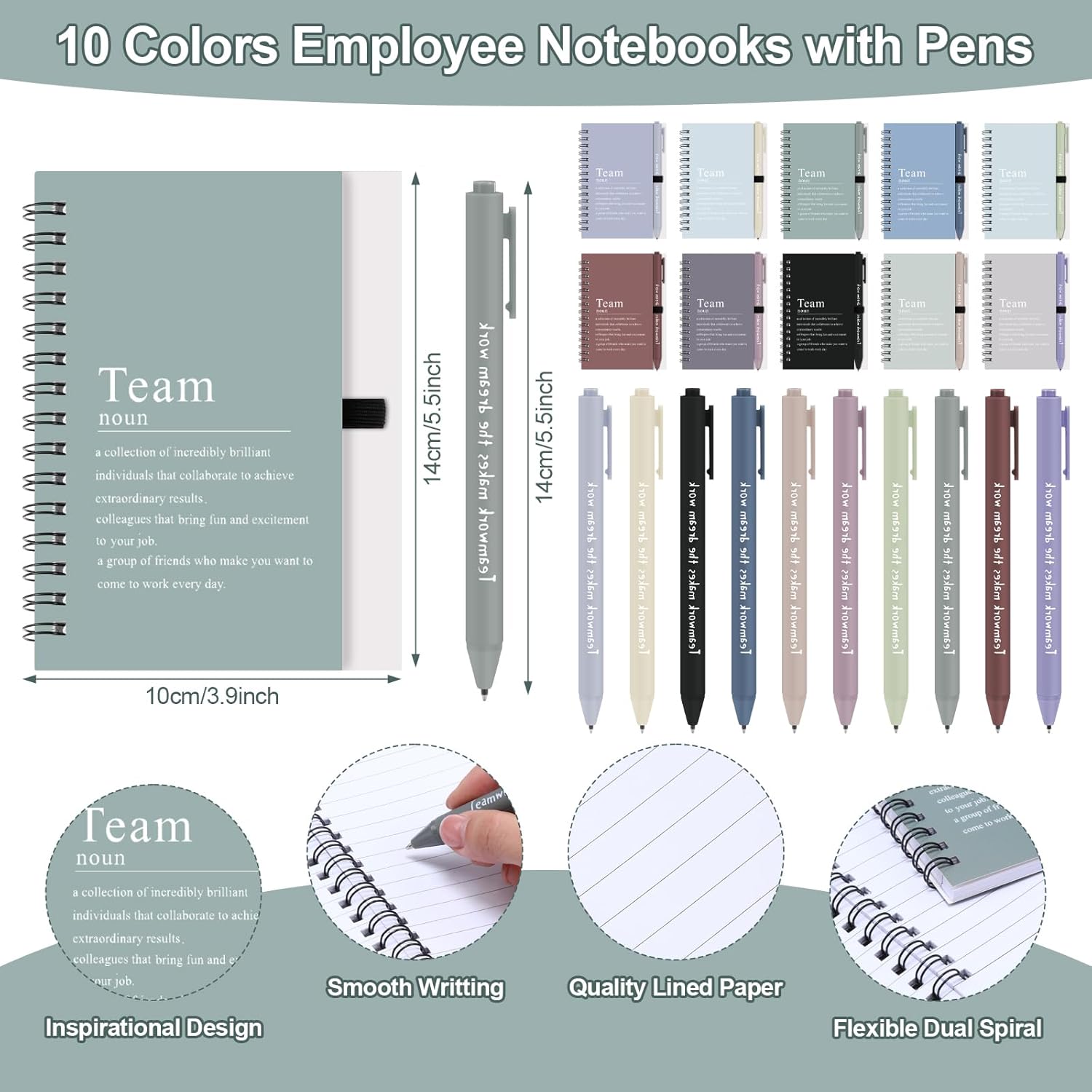Resurhang 40 Pcs Team Appreciation Gifts Bulk Include 20 Small Notebook with 20 Thank You Ballpoint Pen Team Gifts for Office Staff Coworker Volunteers Nurse Teacher Social Workers (Morandi)