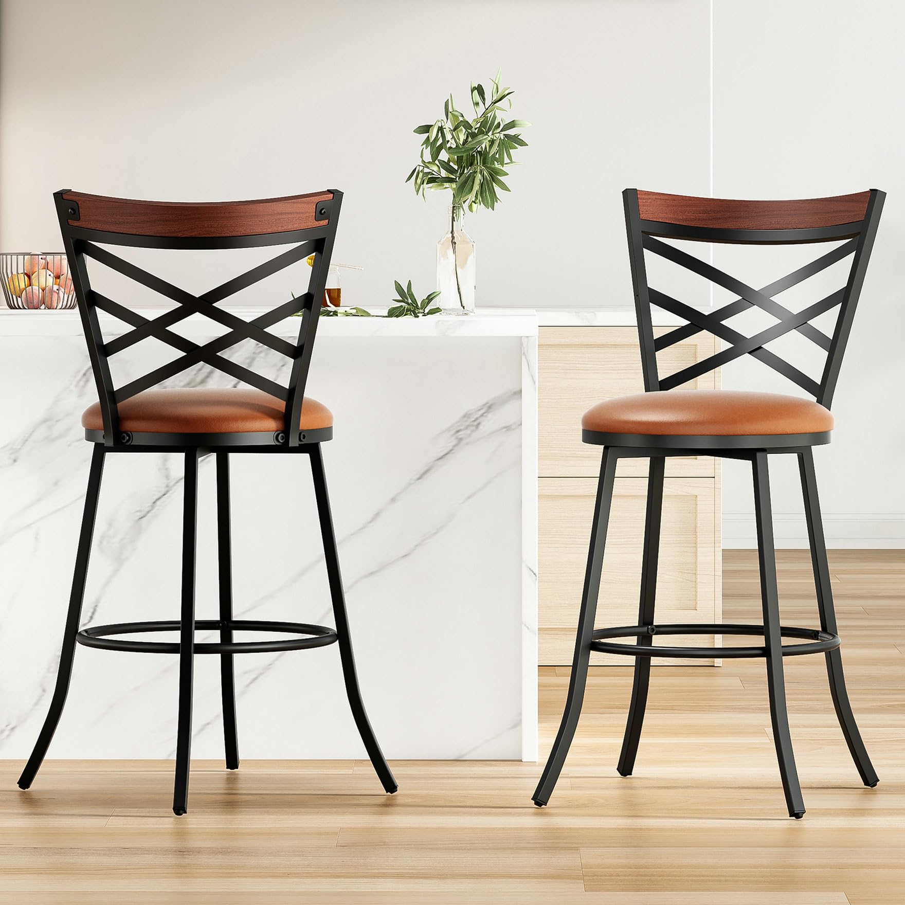 Amazon.com: Swivel Counter Stools Set of 2,Modern Counter Height Bar ...