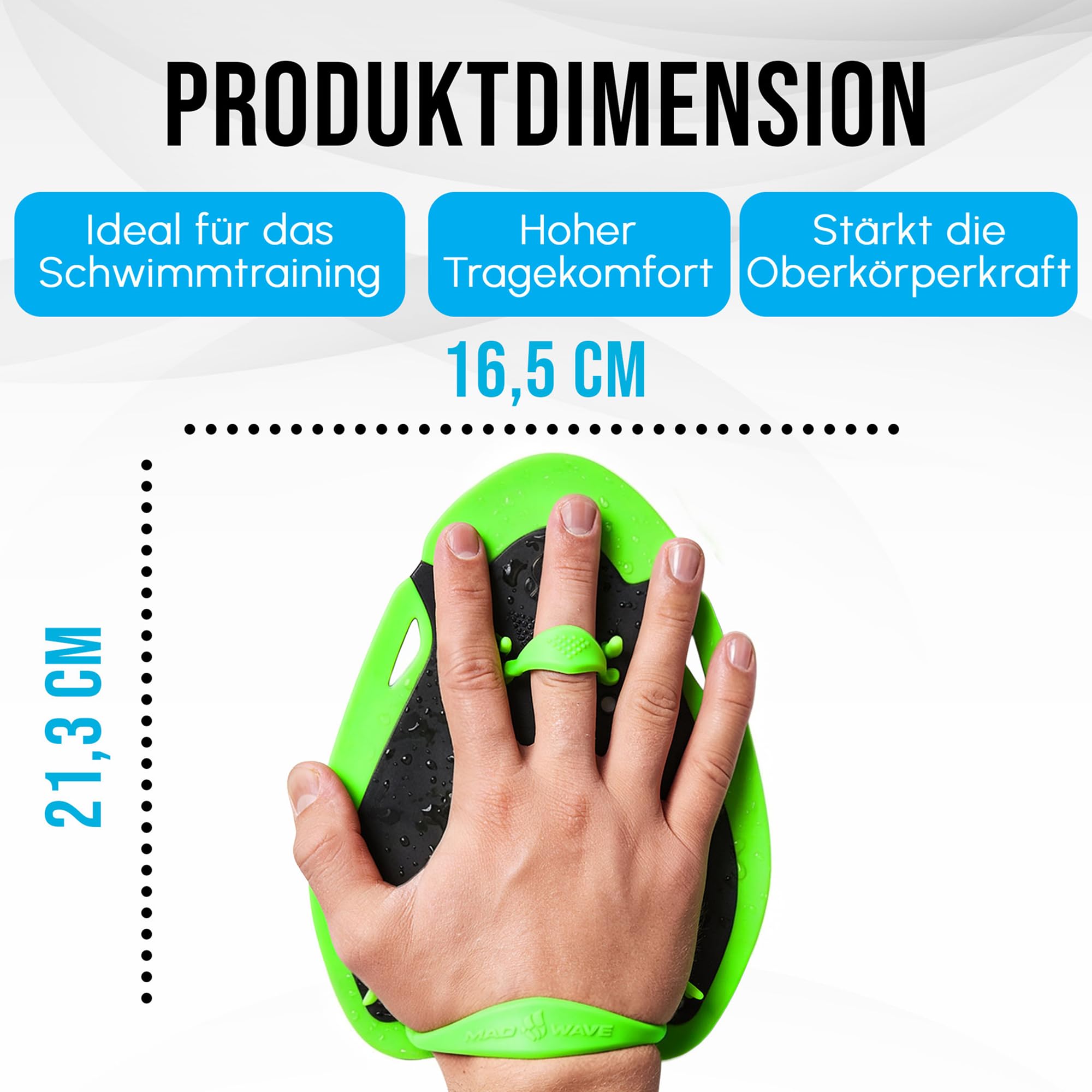 Mad Wave Handpaddel – Hydrodynamische Handpaddel für Schwimmer – Schwimmpaddel zur Verbesserung der Schwimmtechnik und der Oberkörperkraft